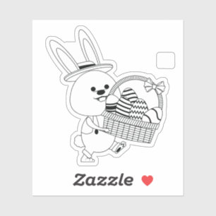 Sticker Super Mignonne Lapin Avec Cadeau Pour Pâques