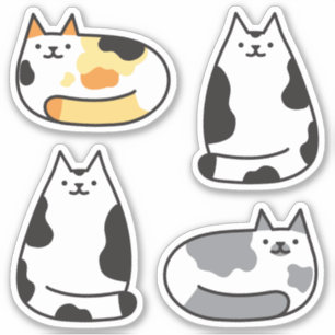 Sticker Super mignonne ronde Kawaii Calico Chats