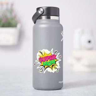 Sticker Super Mom Pop Art rose jaune vert sur 4" Vinyl