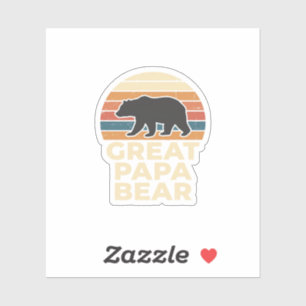 Sticker Super Papa Ours Rétro Coucher de Soleil Vintage De