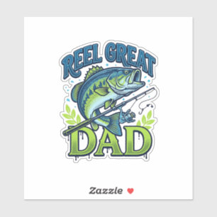Sticker Super Papa Pêche à la Bass Conception Vectorielle