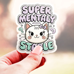 Sticker Super Stabilité Mentale Cute Chat Vinyl