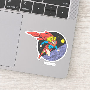 Sticker Supergirl Leaps in Space