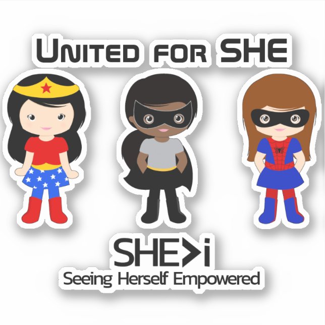 Sticker SUPERHERO Black Outline - United for SHE (Devant)