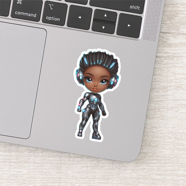 Sticker Superhero chibi cool fille (Détail)