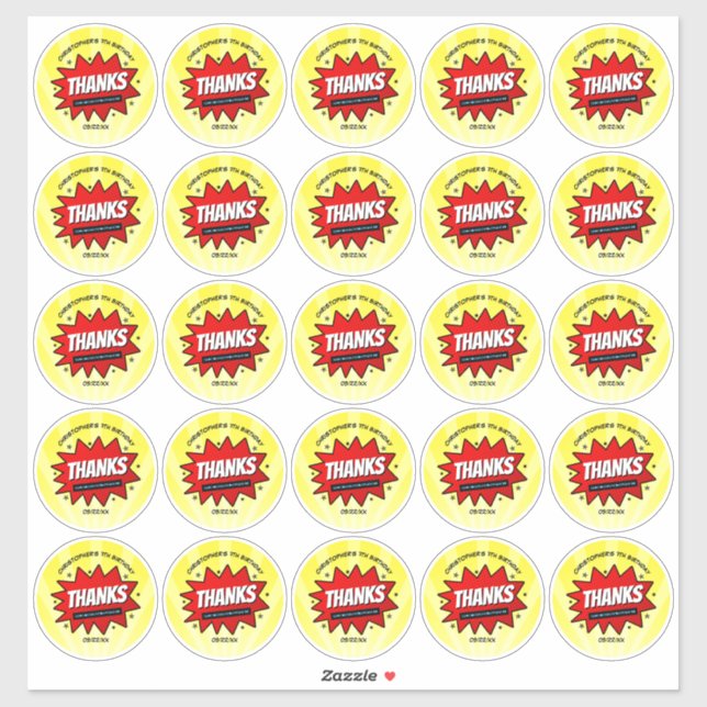 Sticker Superhero Comic Book N'importe quel âge Anniversai (Feuille)