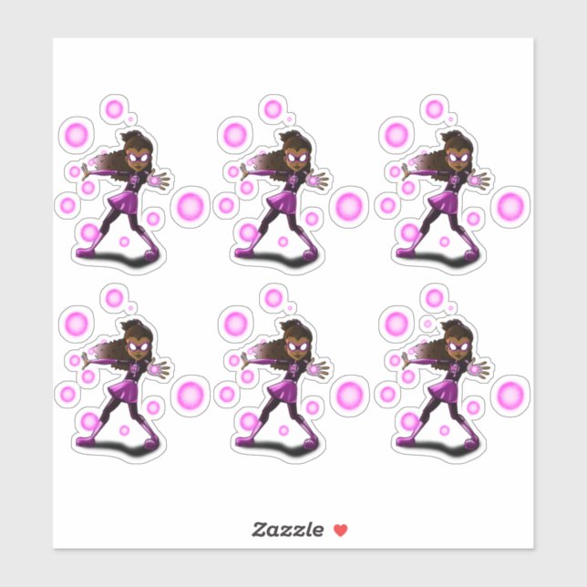 Sticker Superhero de filles afro-américaines (Feuille)