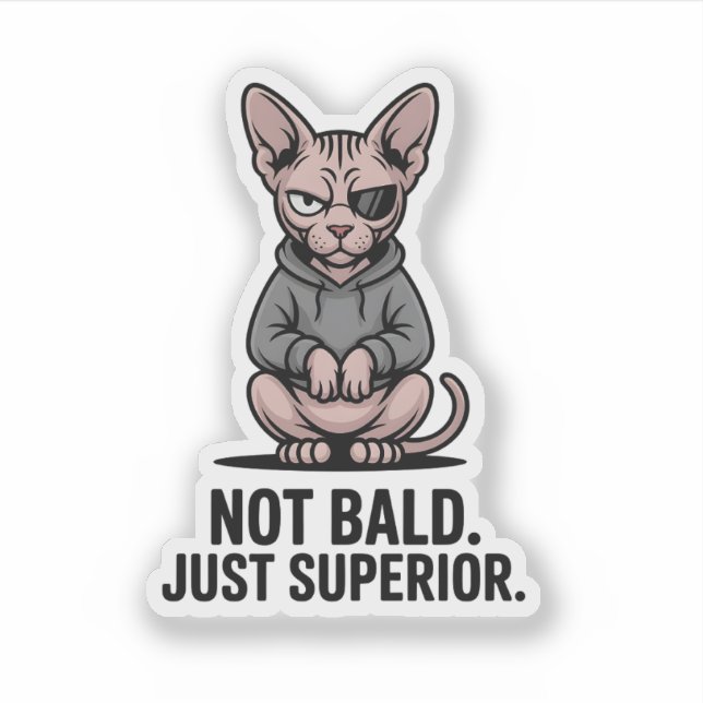 Sticker Superior Sphynx Cat Attitude Illustration (Devant)