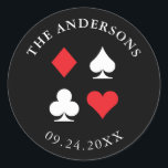 Sticker sur mesure à thème Las Vegas Casino<br><div class="desc">L'ajout parfait à votre mariage Las Vegas ou casino à thème,  ces autocollants ronds peuvent être totalement customisés et sont la touche finale parfaite pour enveloppes,  faveurs de fête,  invitations et plus encore.</div>