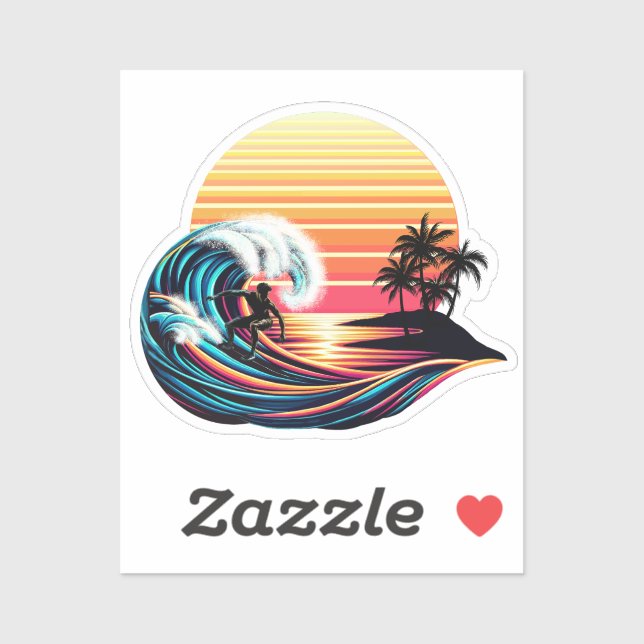 Sticker Surf au coucher du soleil (Feuille)