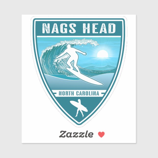 Sticker Surf Nags Head Caroline du Nord (Feuille)