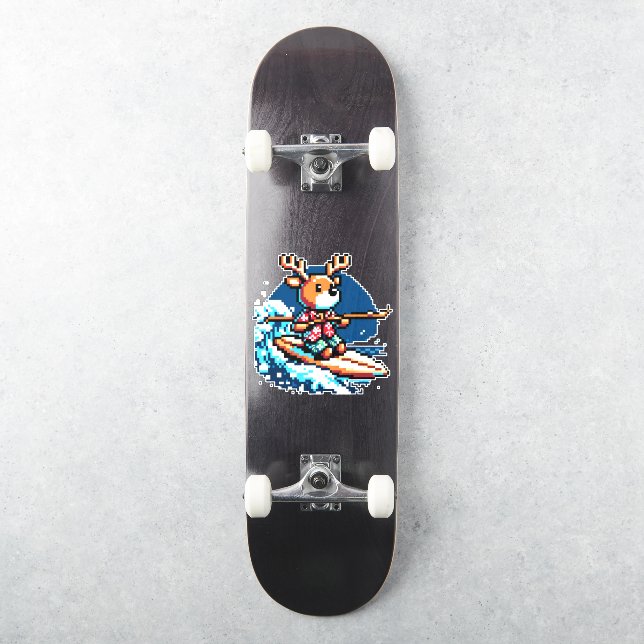 Sticker Surf Reindeer - Drôle Pixel Art Design (Skateboard)