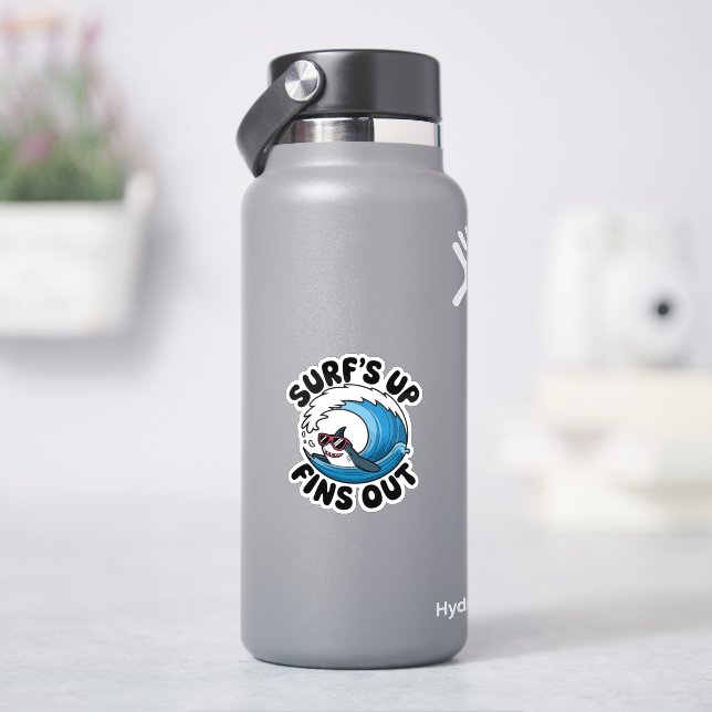 Sticker Surf’s Up, Fins Out - Cool Surfing Design (HydroFlask)