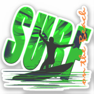 Sticker Surf surfeur sur la plage