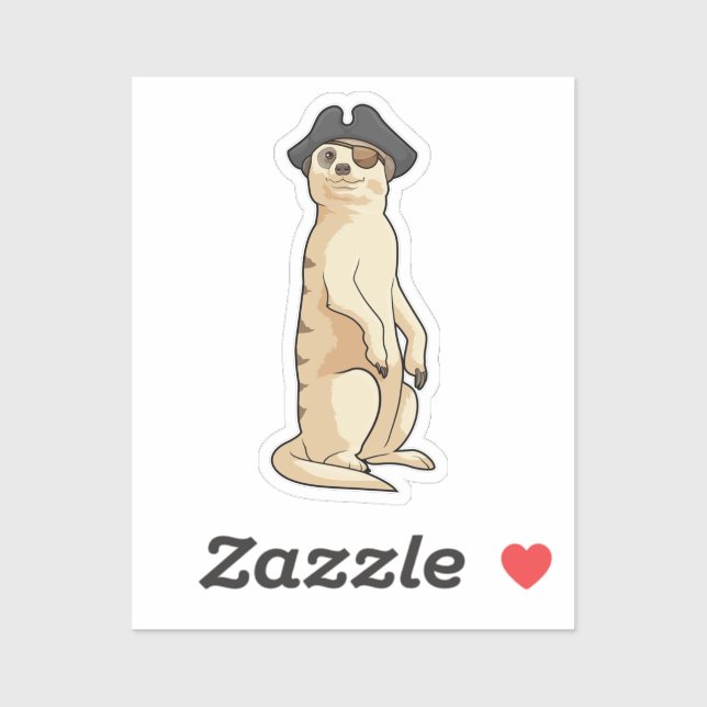 Sticker Suricate en Pirate avec chapeau de pirate (Feuille)