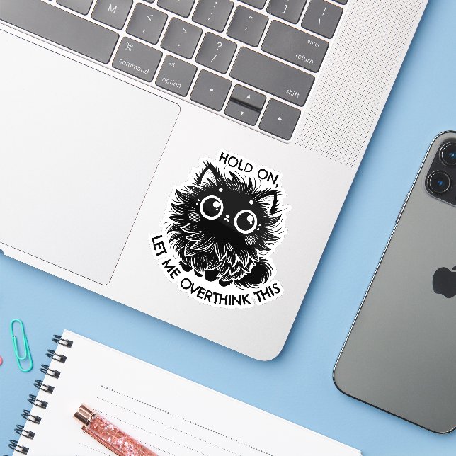 Sticker Surpenser au chat (Ordinateur portable avec iPhone)