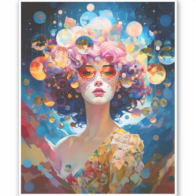 Sticker Surreal Lady Imaginaire Art (Devant)