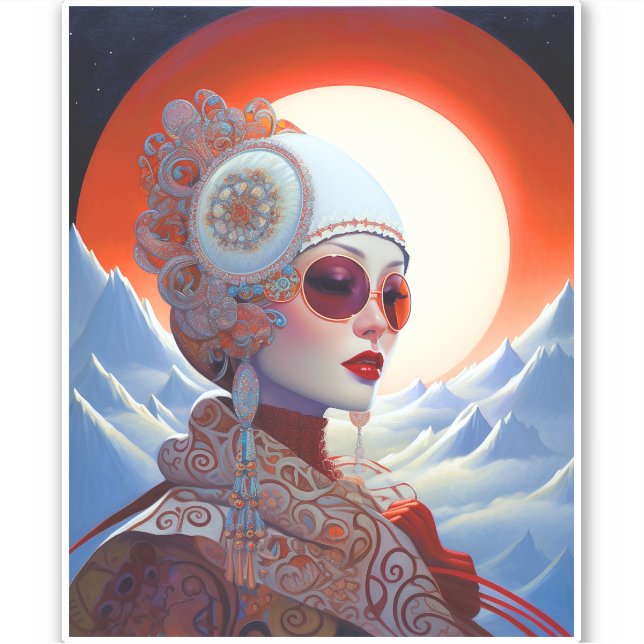 Sticker Surreal Lady Imaginaire Art (Devant)