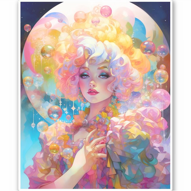 Sticker Surreal Lady Imaginaire Art (Devant)