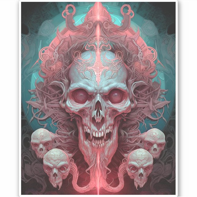 Sticker Surreal Skull Gothique Horror Art (Devant)