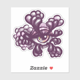 Sticker Surreal Weirdcore Eye Artwork - Rose pastel rêveur