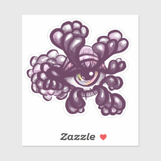 Sticker Surreal Weirdcore Eye Artwork - Rose pastel rêveur (Feuille)