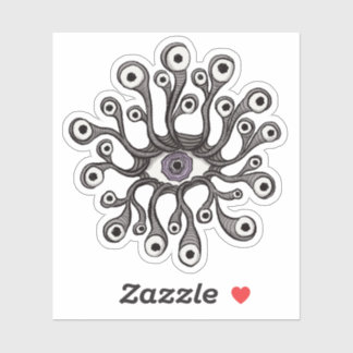 Sticker Surreal Weirdcore Œil Tentacule Artwork - Violet