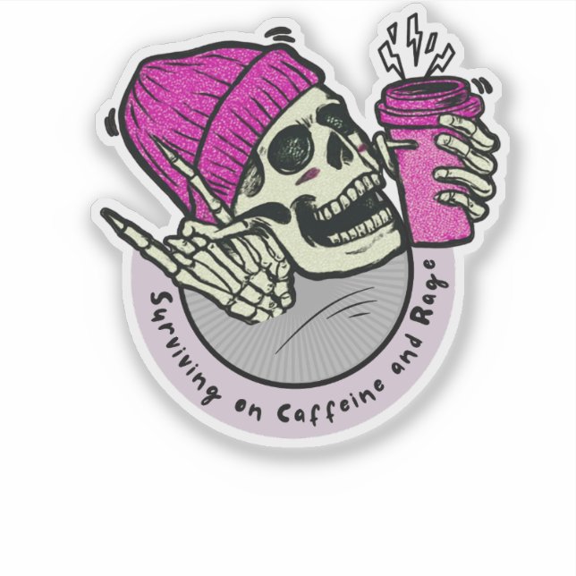 Sticker Survivre à la caféine et à la rage (Devant)