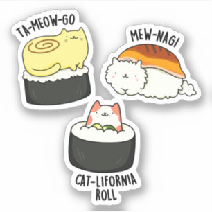 Sticker Sushi Cats Funny Sushi Pun