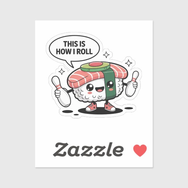 Sticker Sushi Cute Kawaii avec épingles de bowling (Feuille)
