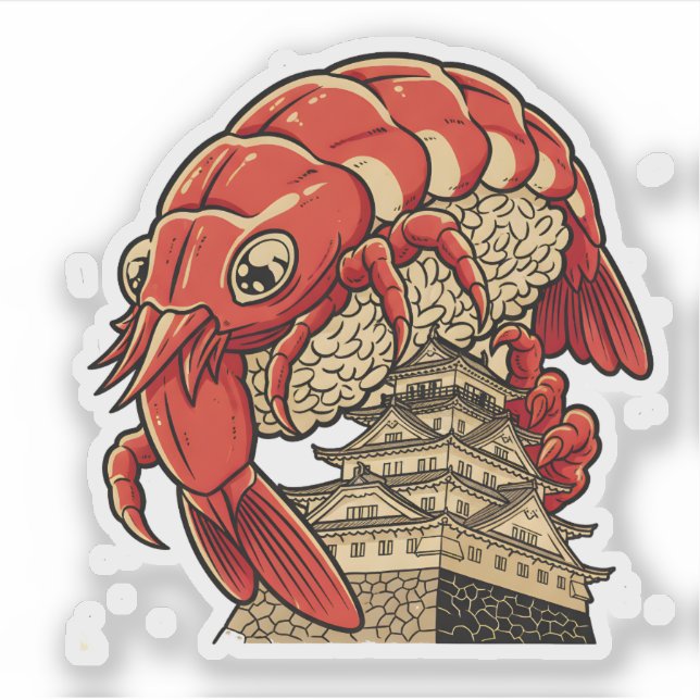 Sticker Sushi de crevette mignon sur un design d'art de ch (Devant)