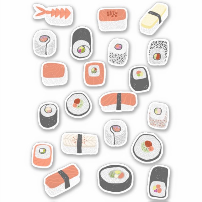 Sticker Sushi Nagiri Sashimi Maki Roll Nourriture japonais (Devant)