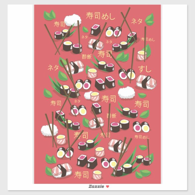 Sticker Sushi Rouge (Feuille)
