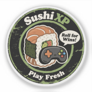 Sticker Sushi XP Jouer Fusion alimentaire de gamer frais