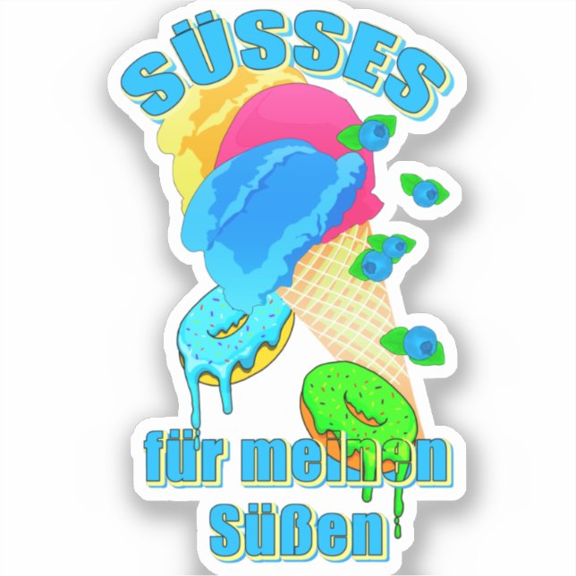 Sticker SÜSSES für meinen Süßen Eis Donut Blaubeeren (Recto)