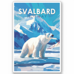 Sticker Svalbard Norvège Ours polaire Voyage Art Vintage