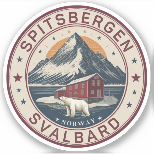 Sticker Svalbard Spitsbergen Ours polaire artistique, Norv (Devant)