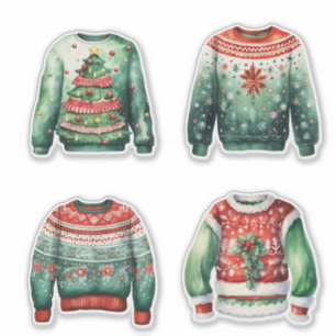 Sticker Sweaters de Noël moches verts