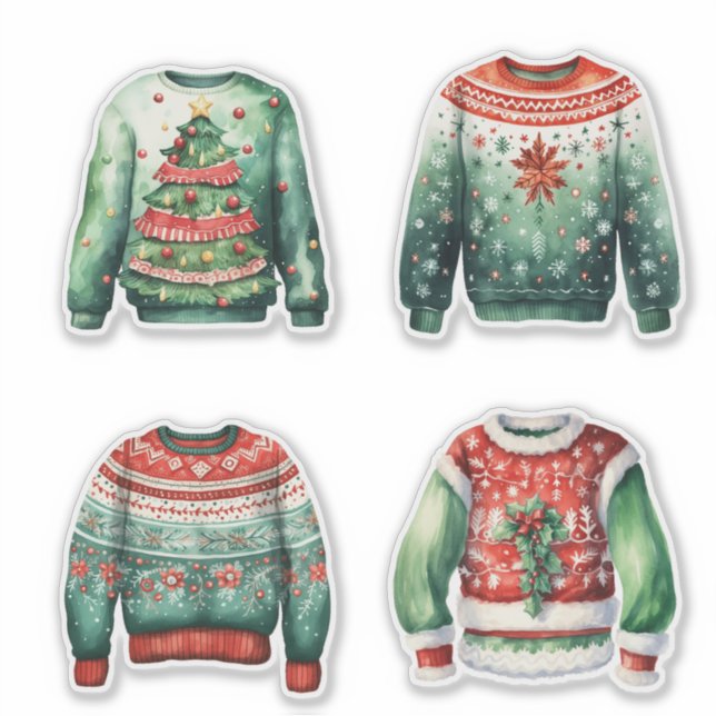 Sticker Sweaters de Noël moches verts (Devant)