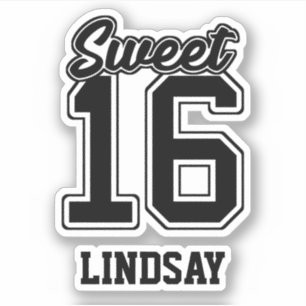 Sticker Sweet 16 16e Anniversaire Décor Sportif Nom person