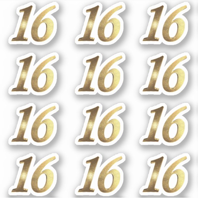 Sticker Sweet 16 Faux Gold 16e anniversaire (Devant)