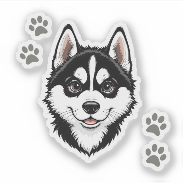 Sticker Sweet Husky Puppy Siberian (Devant)