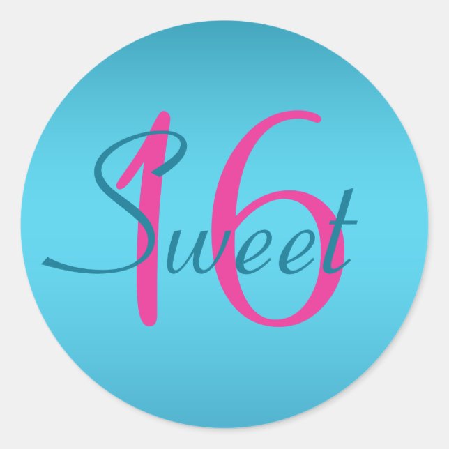 Sticker Sweet sixteen Turquoise et Fuchsia (Devant)