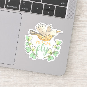 Sticker Sweet You Can Fly Bird with Feuille Motivational