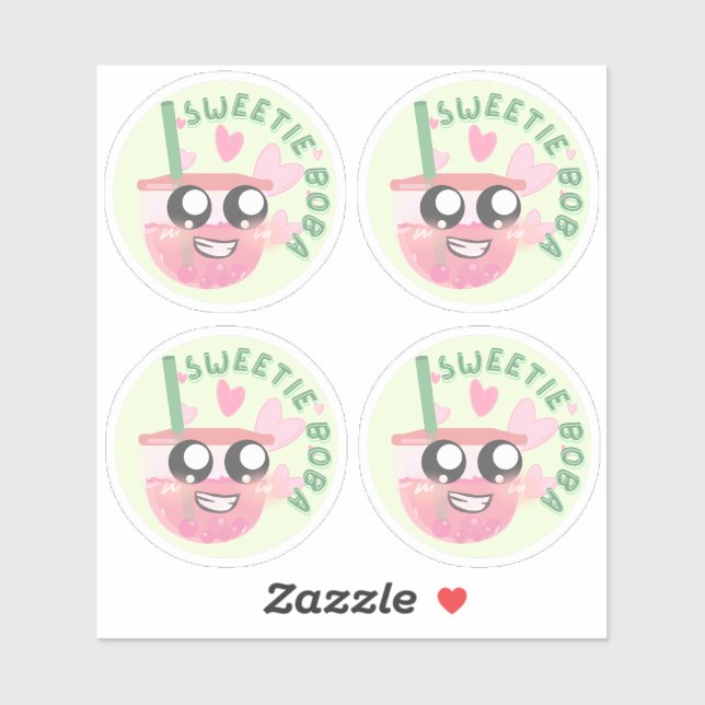 Sticker Sweety Boba- Pack de 4 (Feuille)