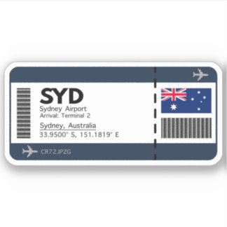 Sticker SYD Sydney Boarding Pass - billet Australie
