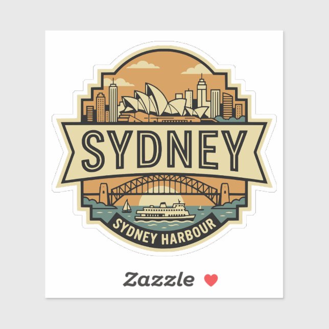 Sticker Sydney Skyline Australie Opéra Voyage Badge  (Feuille)