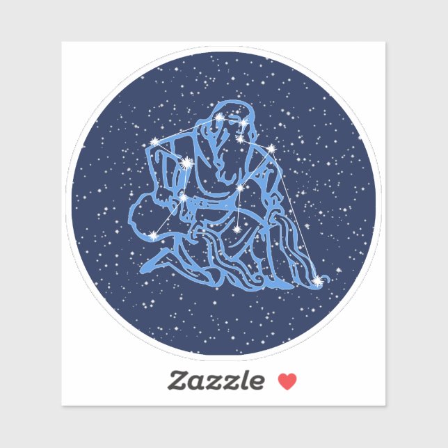Sticker Symbole Aquarius Constellation et Zodiaque avec ét (Feuille)