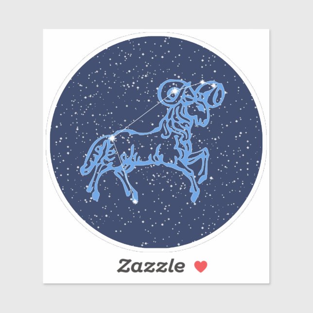 Sticker Symbole Aries Constellation et Zodiac avec étoiles (Feuille)