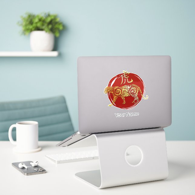 Sticker Symbole chinois Tiger Zodiac Horoscope Constellati (Ordinateur portable sur le bureau)